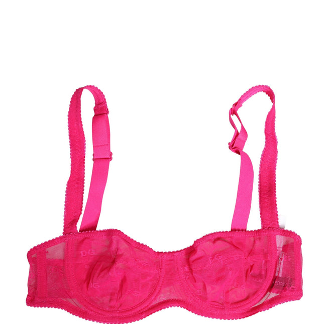 Dolce & Gabbana Pink Lace Mesh Underwire Balconnet Bra Underwear