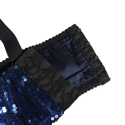 Dolce & Gabbana Blue Sequined Nyon Balconnet Bra Underwear