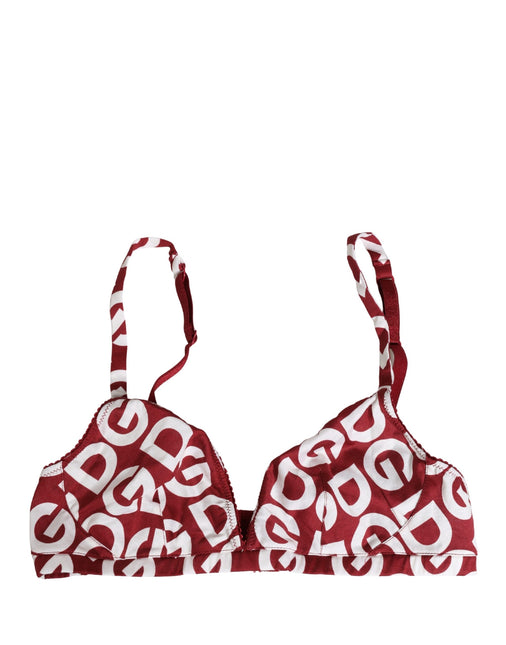 Dolce & Gabbana Red Logo Monogram Cotton Soft Cup Bra Underwear