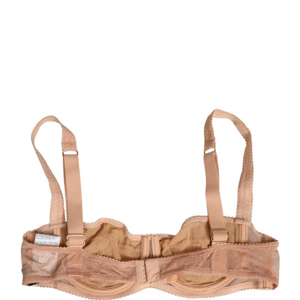 Dolce & Gabbana Beige Lace Mesh Underwire Balconnet Bra Underwear