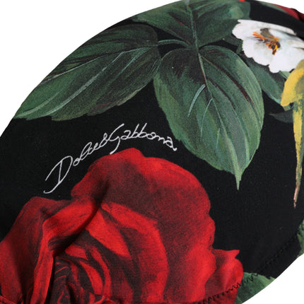 Dolce & Gabbana Black Floral Padded Halter Bikini Top Swimwear