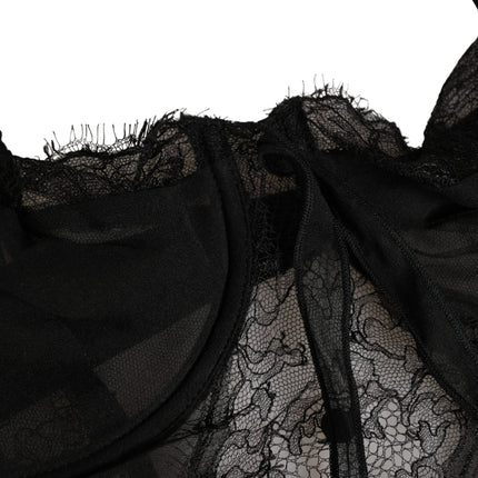 Dolce & Gabbana Black Silk Lace Lingerie Chemise Top Underwear