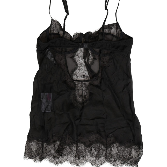 Dolce & Gabbana Black Silk Lace Lingerie Chemise Top Underwear