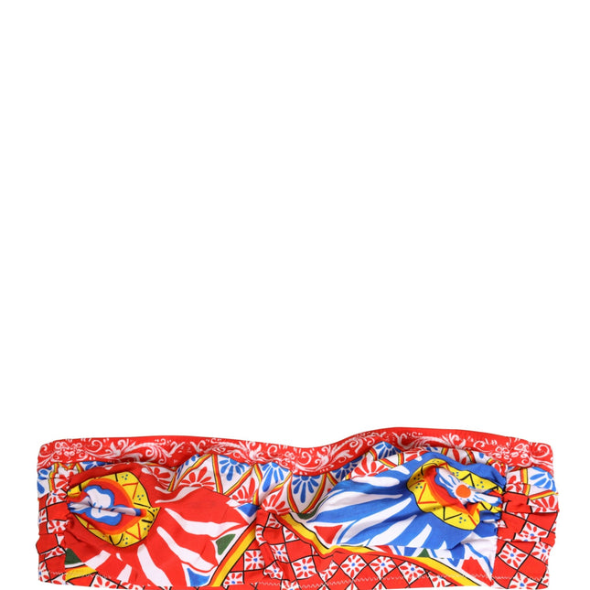 Dolce & Gabbana Multicolor Carretto Bandeau Swimsuit Top Swimwear