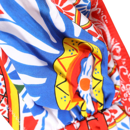 Dolce & Gabbana Multicolor Carretto Bandeau Swimsuit Top Swimwear