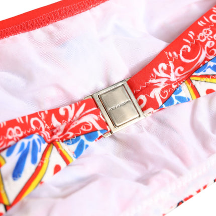 Dolce & Gabbana Multicolor Carretto Bandeau Swimsuit Top Swimwear
