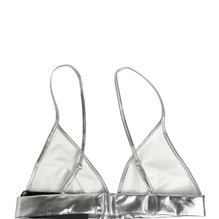 Dolce & Gabbana Metallic Silver Sleeveless Bustier Cropped Top