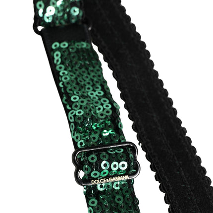 Dolce & Gabbana Green Sequined Nyon Balconnet Bra Underwear