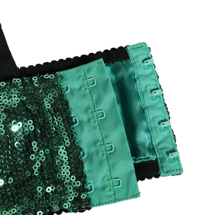 Dolce & Gabbana Green Sequined Nyon Balconnet Bra Underwear