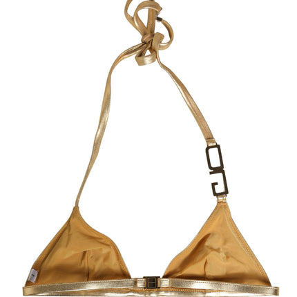 Dolce & Gabbana Gold-Tone Triangle Bikini Top DG Logo Swimwear