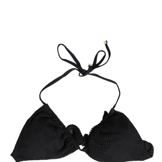 Dolce & Gabbana Black Padded Triangle Halter Bikini Top Swimwear