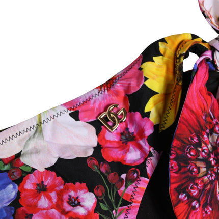 Dolce & Gabbana Black Floral Print Swimsuit Bikini Bottom Swimwear