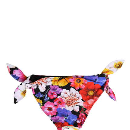 Dolce & Gabbana Black Floral Print Swimsuit Bikini Bottom Swimwear