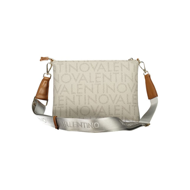Mario Valentino Beige Polyurethane Women's Bag with Zip Closure and Strap