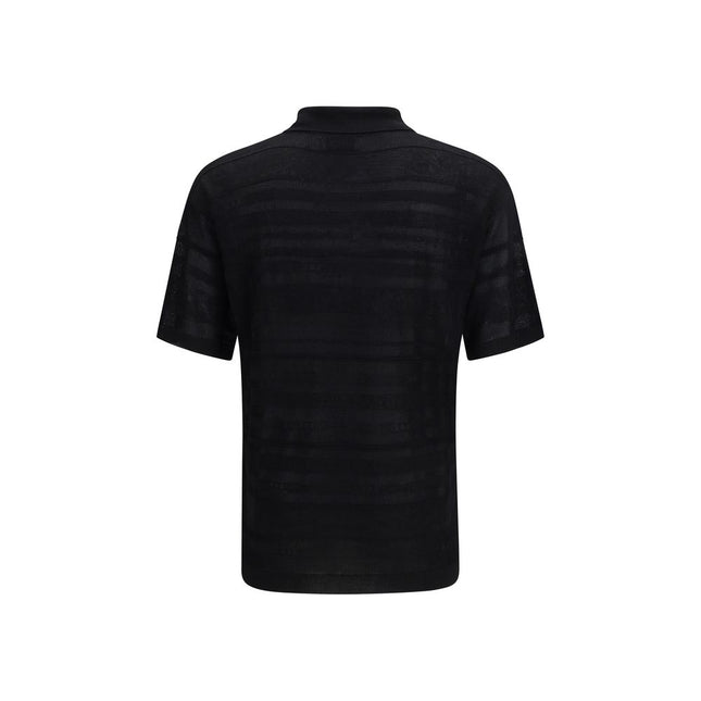 Laneus Black Cotton Polo Shirt