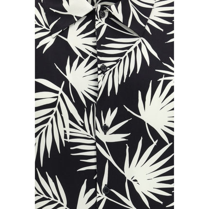 Laneus Black Viscose Pattern Shirt