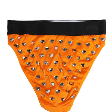 Dolce & Gabbana Orange Crystal High Waist Brief Panty Underwear