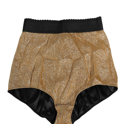 Dolce & Gabbana Gold Silk Blend High Waist Girdle Panty Underwear