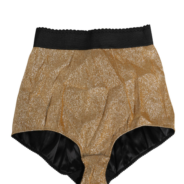 Dolce & Gabbana Gold Silk Blend High Waist Girdle Panty Underwear