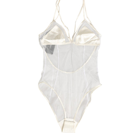 Dolce & Gabbana White Sheer Nylon Bodysuit Halterneck Underwear