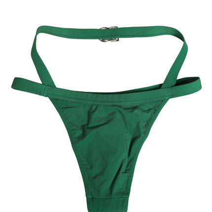 Dolce & Gabbana Green Logo Plaque Nylon Brief Panty Underwear