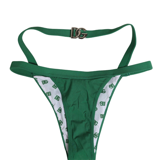 Dolce & Gabbana Green Logo Plaque Nylon Brief Panty Underwear