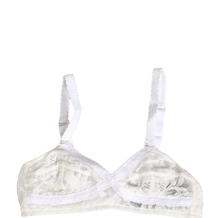 Dolce & Gabbana White Cotton Lace Wireless Soft Cup Bra Underwear