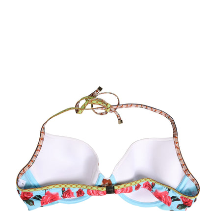 Dolce & Gabbana Multicolor Floral Print Halter Bikini Top Swimwear