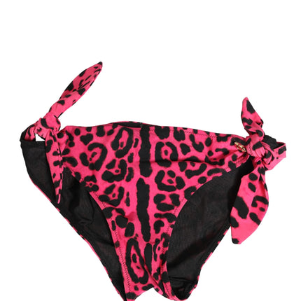 Dolce & Gabbana Pink Leopard Print Bikini Bottom Beachwear Swimwear