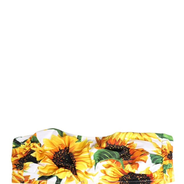 Dolce & Gabbana Multicolor Sunflower Print Bandeau Top Swimwear