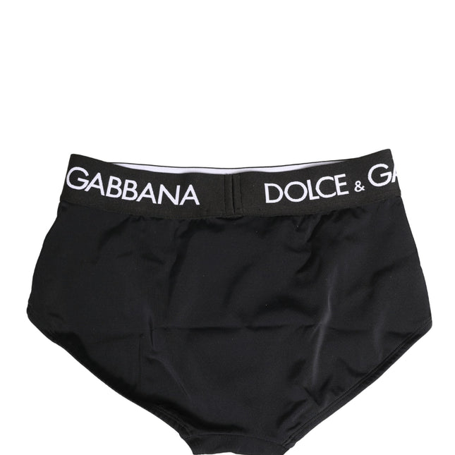 Dolce & Gabbana Black Logo Waistband Coulotte Panty Underwear