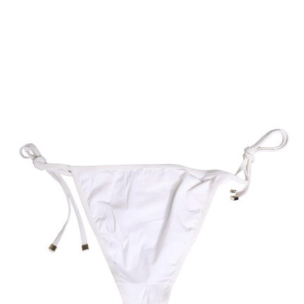 Dolce & Gabbana White Nylon DG Logo Plaque Bikini Bottom Swimwear