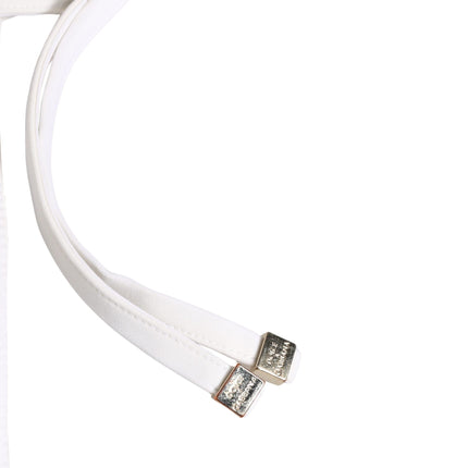 Dolce & Gabbana White Nylon DG Logo Plaque Bikini Bottom Swimwear