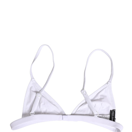 Dolce & Gabbana White Nylon Triangle Beachwear Bikini Top Swimwear