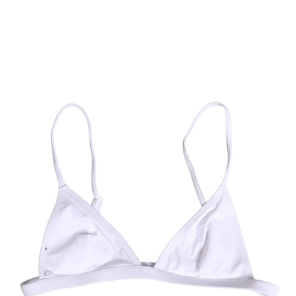 Dolce & Gabbana White Nylon Triangle Beachwear Bikini Top Swimwear