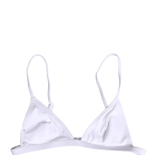 Dolce & Gabbana White Nylon Triangle Beachwear Bikini Top Swimwear