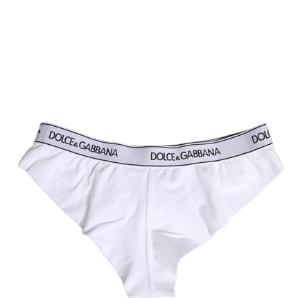 Dolce & Gabbana White Cotton Logo Waistband Brief Panty Underwear