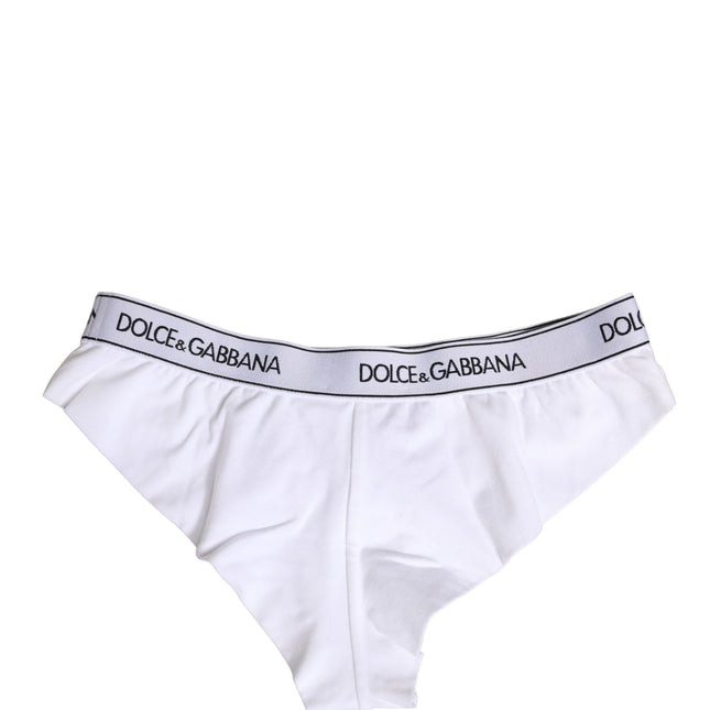 Dolce & Gabbana White Cotton Logo Waistband Brief Panty Underwear