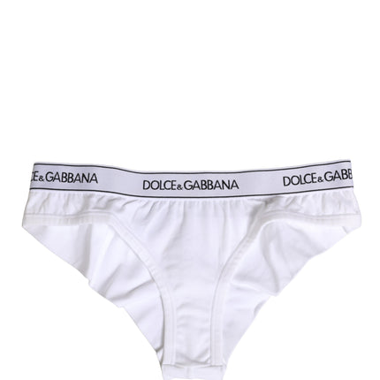 Dolce & Gabbana White Cotton Logo Waistband Brief Panty Underwear