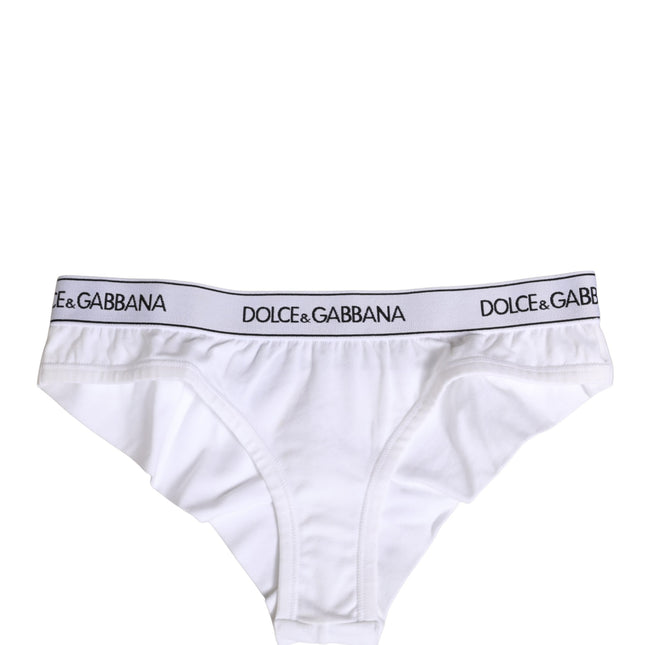 Dolce & Gabbana White Cotton Logo Waistband Brief Panty Underwear