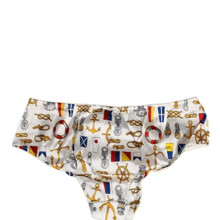Dolce & Gabbana White Sailor Print Polyester Bottoms Underwear
