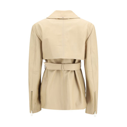 Max Mara Beige Lamb Ovis Aries Aries Leather Jacket