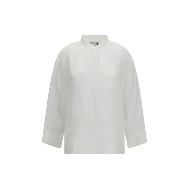 'S Max Mara White Linen Dress Shirt