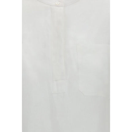 'S Max Mara White Linen Dress Shirt
