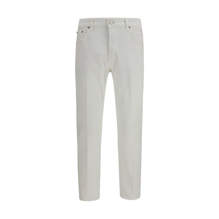 PT Torino White Cotton Tapered Jeans