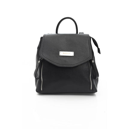 Baldinini Trend Black Leather Women Backpack