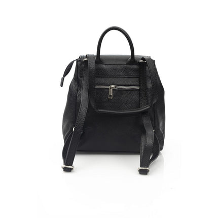 Baldinini Trend Black Leather Women Backpack