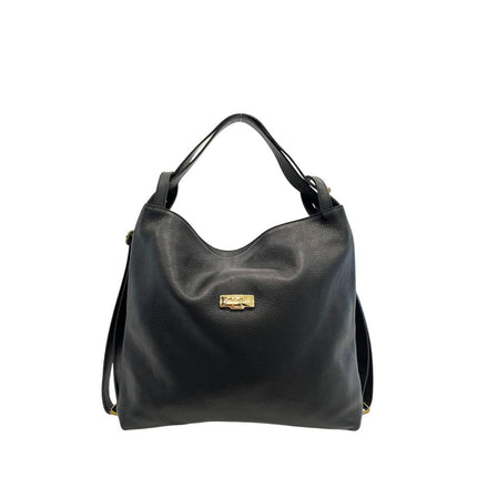 Baldinini Trend Black Leather Women Backpack