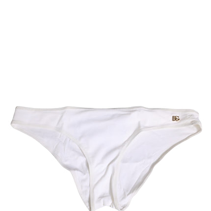 Dolce & Gabbana White DG Logo Plaque Bikini Bottom Underwear