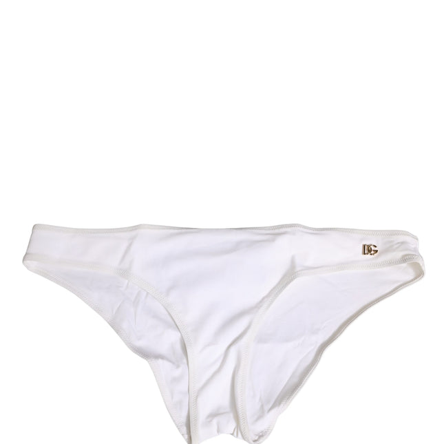 Dolce & Gabbana White DG Logo Plaque Bikini Bottom Underwear